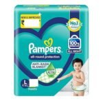 Pampers All round Protection Pant type Baby Diapers, Large 10 Count