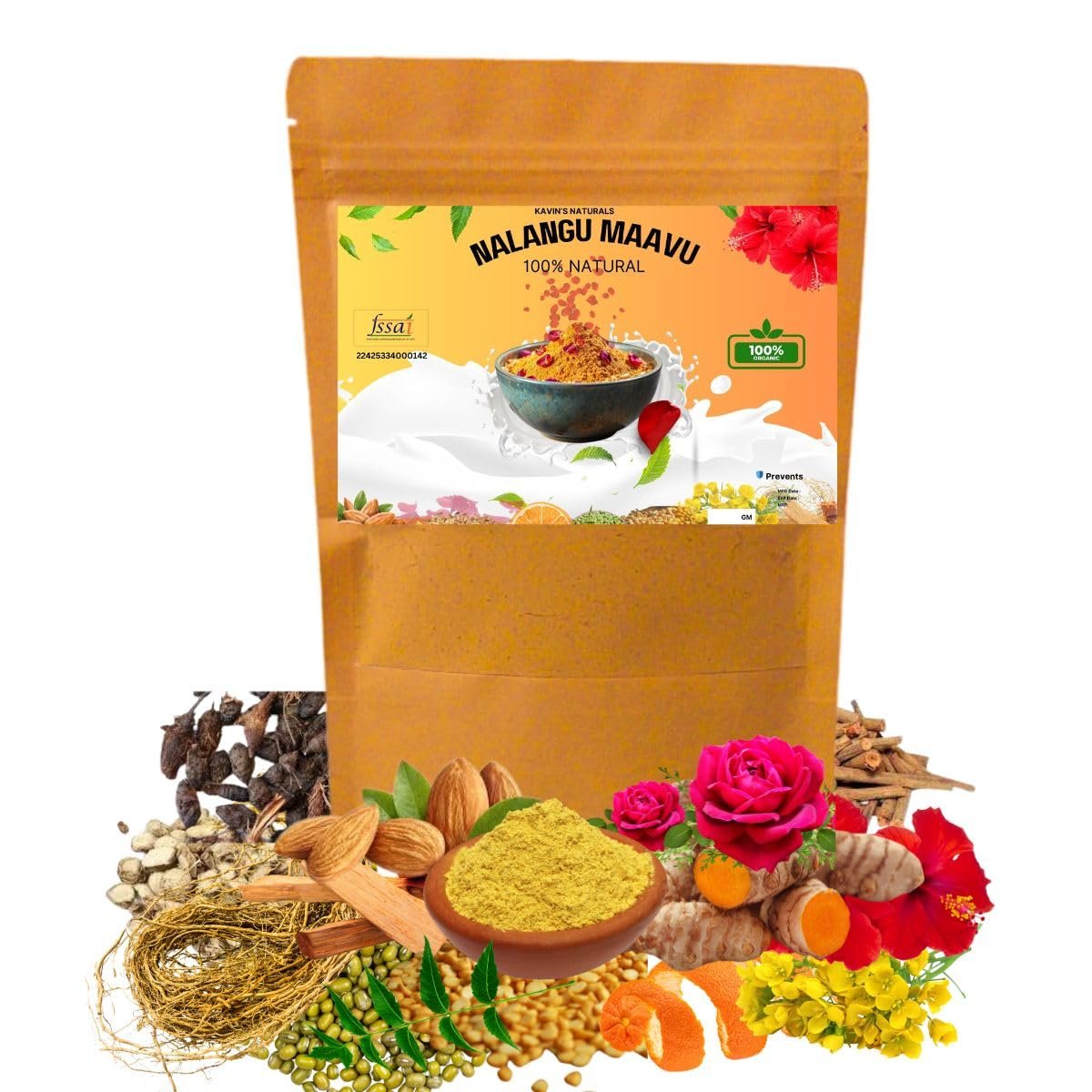 herbal bathing powder Herbal Bathing Powder Home Made (Nalangu Maavu) 15+ Herbs – 100% Natural and Organic, 70gm - Image 1